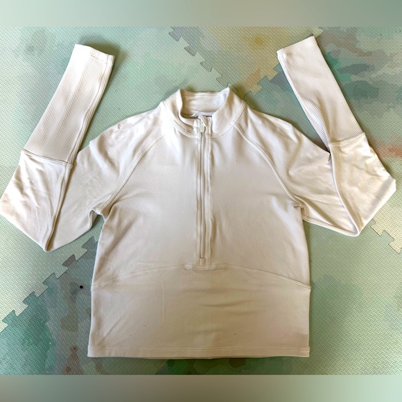 lululemon athletica Tops - SOLD - LuLuLemon Crop Long Sleeve Stretch Shirt - White 🌻 NWOT